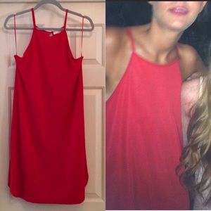 🌷⬇️Zara Red Raw Edge Slip Dress/keyhole back